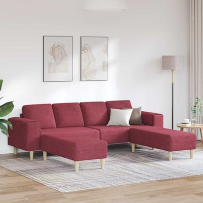 vidaXL Woonkamerbank 3 pcs Wijnrood 250 x 188 x 76 cm Polyester