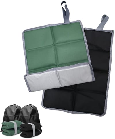 Ynkkvre - Outdoor zitkussen, thermo-zitkussen, 2 stuks, outdoor opvouwbare zitkussen, zitmat, waterdicht, Oxford-stof met 2 opbergzakken, voor outdoor, speelplaats, camping, wandelen, 39 x 30 cm