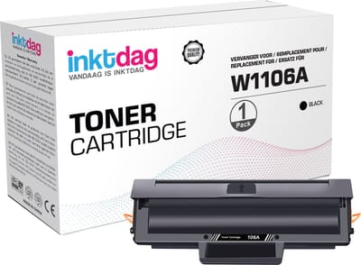 Inktdag huismerk toner cartridge voor HP W1106A, hp 106a (met chip) toner cartridge zwart Geschikt voor HP Laser 107A, 107W, MFP 135A, MFP 135W, en MFP 137FNW