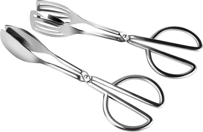 longziming -2‑Pack 25 cm RVS Keukentang – Multifunctionele BBQ, Koken en Serveren, Geschikt voor Vlees, Groenten, Koekjes en Taart, Keukenaccessoire