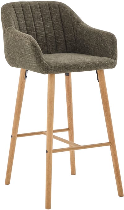 Moderne barkrukken in Europese stijl met hoge rugleuning en armleuningen, set van 2 , bekleding van linnen en houten poten. Geschikt voor keukens, kookeilanden of eetruimtes. Set van twee barkrukken-Groen