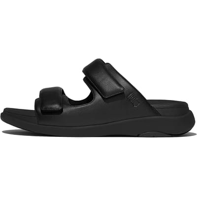 Fitflop Slipper F-Mode Go Mens Adjustable Two-Bar Slides Zwart