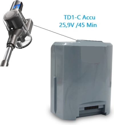 Steelstofzuiger Accu Geschikt voor TocMoc TD1-C Accu 25,9V/45 minuten lange stand-bytijd