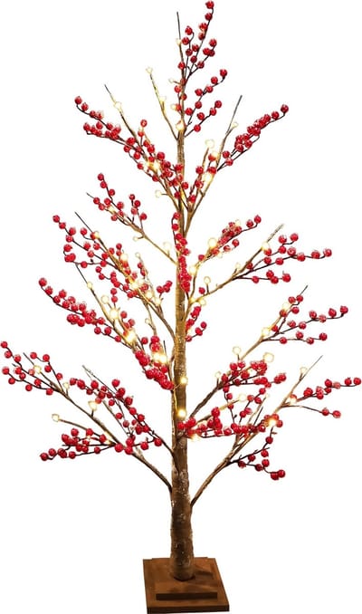 Dekoratief | Decoratieboom 'Red Berry', 72 LED, 120cm | A245002
