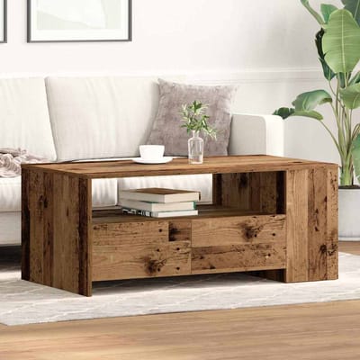 vidaXL - Salontafel - Oud - Hout - 102 - x - 55 - x - 43,5 - cm - Bewerkt - hout