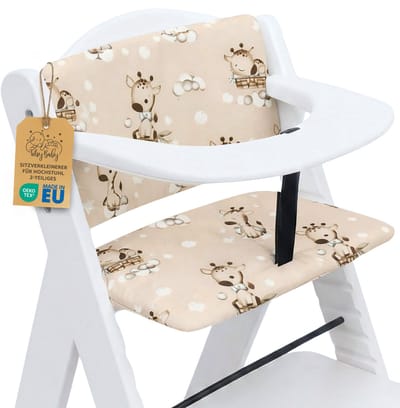 Stoelverkleiner Kinderstoel Kussen Baby Zitkussen - 2-delig - Stoelkussen voor Hauck Stokke Hoge Babystoel Trapstoel Waterafstotende Bekleding Oeko-Tex certificaat Giraffen
