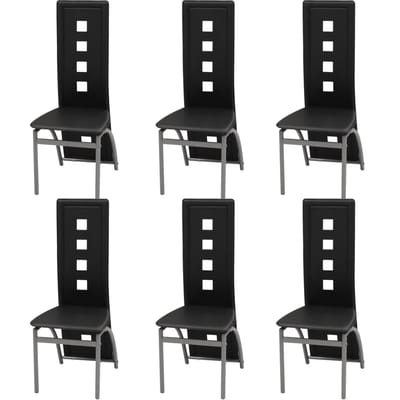 vidaXL - Eetkamerstoelen - 6 - st - kunstleer - zwart