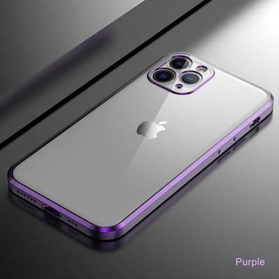 Smartphonica Metallic iPhone X/Xs Hoesje Met Doorzichtig Achterkant En Extra Camera Bescherming - Paars geschikt voor Apple iPhone X/10;Apple iPhone Xs