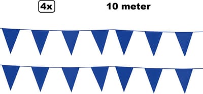 4x vlaggenlijn blauw 10 meter - Festival thema feest party verjaardag gala jubileum