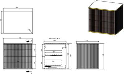 Vente-unique Hangmeubel voor badkamer met ribbels en goudenkleurige rand - Wit - B60 cm - KELIZA