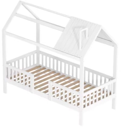 Kinderbed 90 x 200 cm - Voor Kinderen - Peuterbed - Met valbeveiliging - Met lattenbodem - Zonder matras