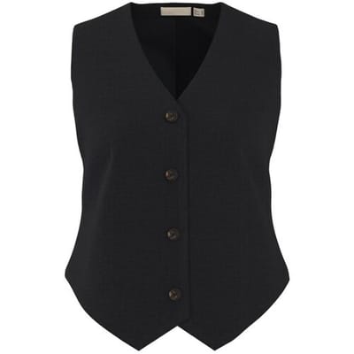ESMARA Dames gilet met linnen (Zwart, 34)