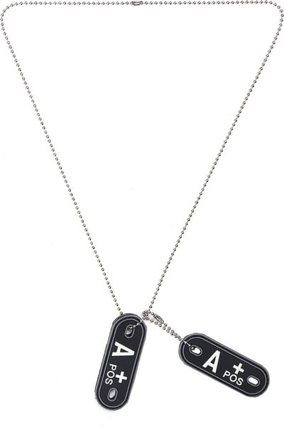 101inc Dog-tags PVC Bloedgroep A+ positief zwart