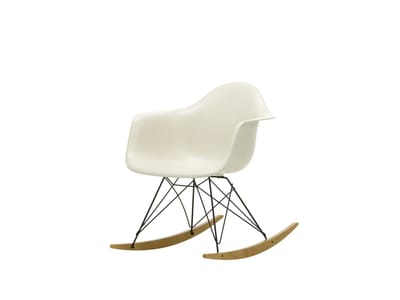 Vitra - RAR Eames Plastic Armchair - kiezelsteen RE - zwart - sleden esdoorn goudkleurig - beige