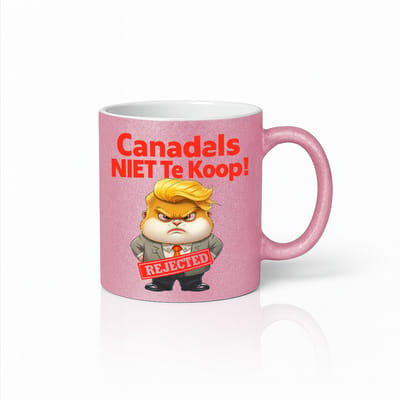 Grappige “Canadals Niet Te Koop – Rejected” Roze Mok – Humoristische Cartoon Politicus Print – 330 ml Roze Koffiebeker