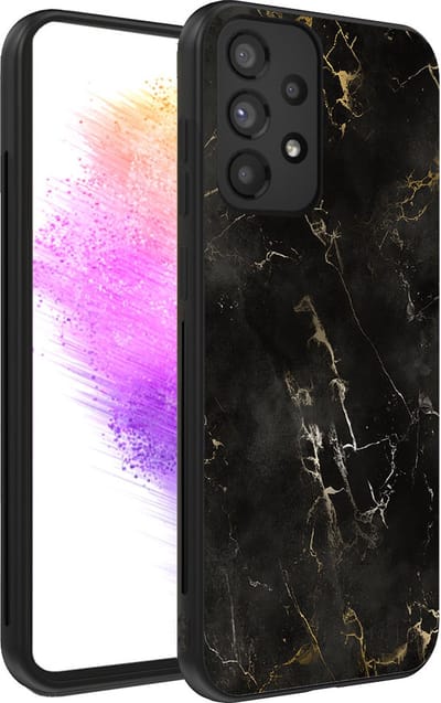Smartphonica Telefoonhoesje voor Samsung Galaxy A73 5G met marmer opdruk - TPU backcover case marble design - Zwart geschikt voor Samsung Galaxy A73 5G