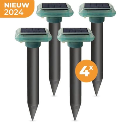 Verjager - Mollenverjager - 4 stuks - Muizenverjager - Mollenbestrijding - Waterdicht - Strakke tuin, gazon of perceel! - Incl. Nederlandse Handleiding
