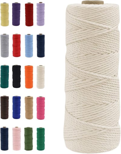 Natuurlijke Katoenen Macrame Touw van 100m, Off-White Kleur, Perfect voor DIY Ambachten, Macrame Kunst en Cadeauverpakking