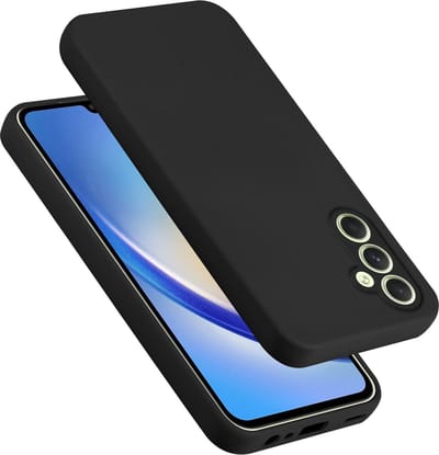 Cadorabo Hoesje geschikt voor Samsung Galaxy A34 5G in LIQUID ZWART - Beschermhoes gemaakt van flexibel TPU silicone Case Cover