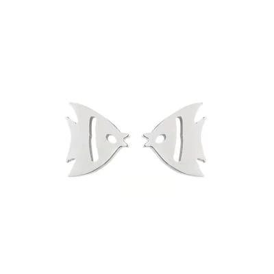Gading® Oorknopjes - RVS dames Oorknoppen met maanvis- zilverkleurig-5mm*8mm
