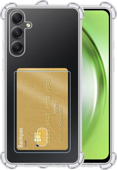 Hoesje - Geschikt voor Samsung Galaxy A54 - Met Pashouder en Kaarthouder - Telefoon Hoes Shockproof - Siliconen Case - Back Cover - Shock Proof - Pasjes Houder - Telefoonhoesjes - Transparant