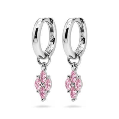 Karma Oorhangers Ruit Zirkonias Licht Roze Zilver