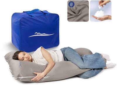 KomfortKissen™ Premium Zwangerschapskussen XXL – Lichaamskussen 150 cm – Zijslaapkussen – Body Pillow – Voedingskussen – Ergonomisch Kussen – Afneembare Hoes – Wasbaar – Borstvoedingskussen – Walnoot