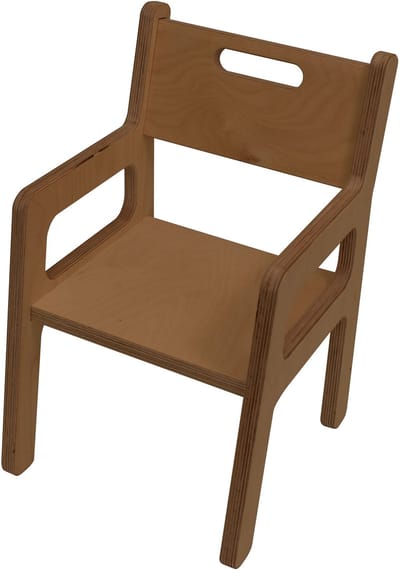 Kinderstoel met leuning - Kinderstoeltje 1-3 jaar - Zithoogte 20cm - Peuterstoel - Van Aaken Design - Gemaakt in Nederland -Hout - 15mm Berken Multiplex - Gelakt