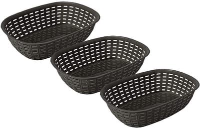 Opbergmand in rotan stijl, 21,7 x 30,4 x 7,6 cm, 3 liter, set van 3 - multifunctionele mand van robuust kunststof (BPA-vrij) - opbergdoos voor keuken - huishoudmand voor opslag - mand voor