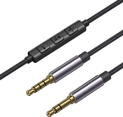 Aux kabel met volumeregelaar en microfoon - 3.5mm Jack naar 3.5mm Jack audiokabel - Voor koptelefoon, tablet, computer, laptop, auto, smartphone en meer
