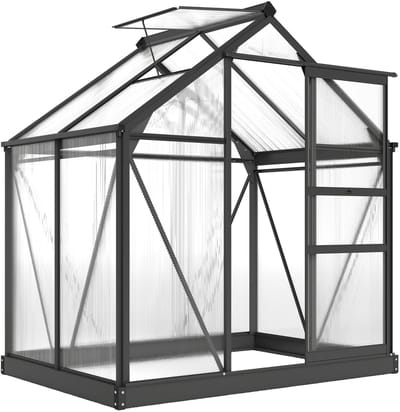 Outsunny-kas - Polycarbonaat - 190x132x201cm - Grijs, transparant