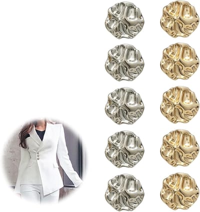 10 Pcs Mooie Gouden en Zilveren Knoppen van Zinklegering, Irreguliere Vorm, 23mm Mode Knoppen voor Cardigans, Jassen en Creatieve DIY Projecten