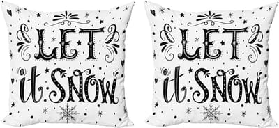 ABAKUHAUS Winter Decoratieve Kussenhoes, Set van 2, Modern Accent Dubbelzijdige Digitale Print, 40x40 cm, Zwart-wit