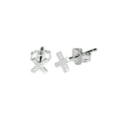 Matte Zilver Kruis Oorknopjes
