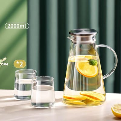 Koude Glazen Waterkan Transparant Hittebestendig Waterkan met Handvat Grote Capaciteit Koelkast Waterketel