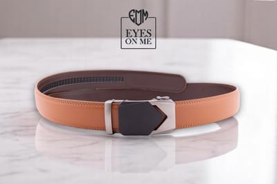 Camel lederen riem zonder gaatjes met automatische gesp voor heren ( model N040 )