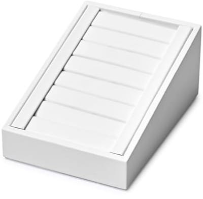 Ringstandaard van PU-leer - sieraden organizer en ringhouder voor beurzen (wit)