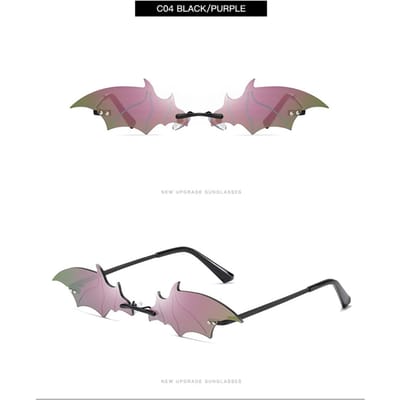 Lunettes de soleil tendance sans monture style rétro forme chauve-souris lentille film véritable lunettes pour dames lunettes de soleil pour femmes