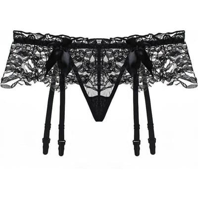 Ensemble Lingerie Jarretière Dentelle Noire Rose Rouge Blanche Culotte et Bas Femme Sexy Fin Transparent Mariage Jarretières Porte-jarretelles One Size