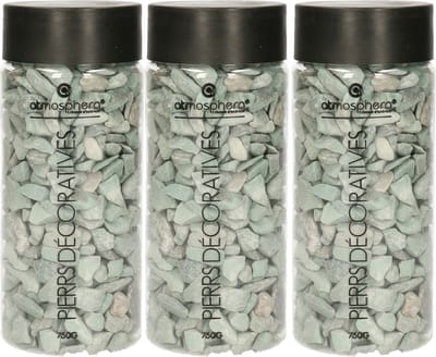 Atmosphera Kleine decoratie/hobby steentjes - 3x - groen/grijs - 750 gram - Aquarium en vazen vulling