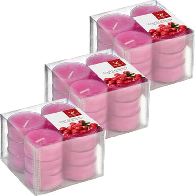 Trend Candles geurtheelichtjes/waxinelichtjes - 36x - cranberry geur - 4 branduren -transparante cup