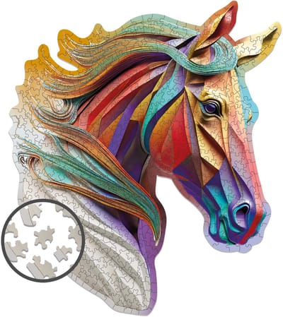 Milliwood - AG486 Houten Puzzel XXL Etherisch Paard | 3D Puzzels bouwpakket | Hobby Speelgoed voor kinderen & volwassenen | Wanddecoratie Woonkamer | 500 stukjes 41,4x47,8cm | In luxe geschenkdoos