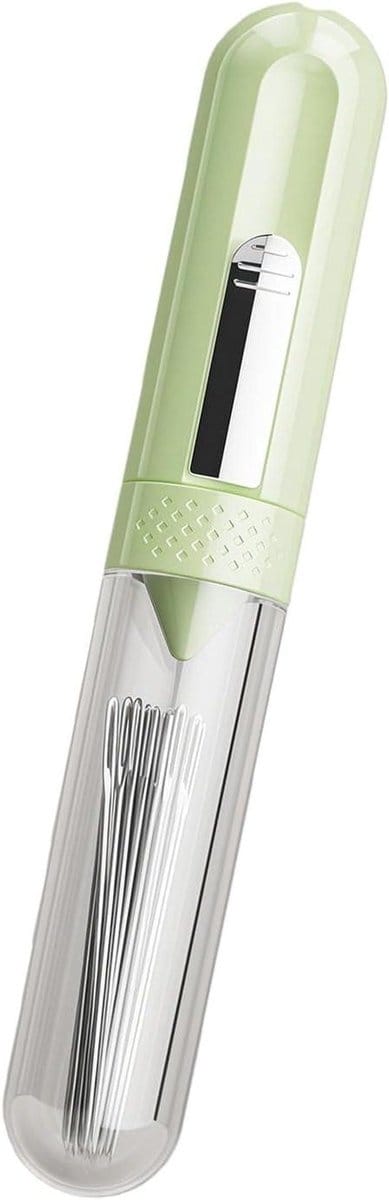 Naaiset met Naaldinrijger - Reparatieset Kleding - Kleding Repareren - Automatische Naaldinrijger - 8 Delig - Kaki