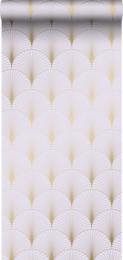 ESTAhome behang art deco motief lila paars en goud - 53 cm x 10.05 m - 139576