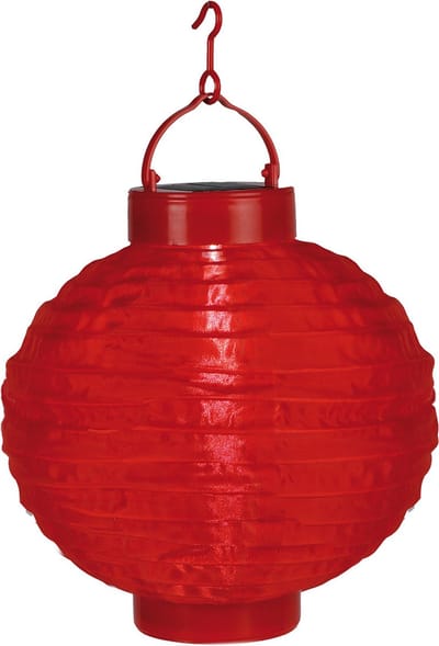 Star Trading LED solar lantaarn 'Festival', schemersensor, voor buiten, 22cm, rood