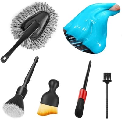 Krasbestendige Auto Interieur en Exterieur Reinigingsset - Zachte Stofdoek en Detailing Borstels voor Auto, Vrachtwagen, SUV, RV, Motorfiets