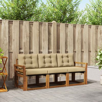 vidaXL - Buiten - bank - set - 3 - st - Natuurlijk - en - Beige