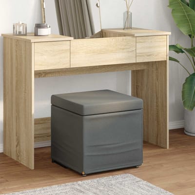 vidaXL - Kruk - Donkergrijs - 41 - x - 41 - x - 40 - cm - Stof - en - Geëngineerd - Hout