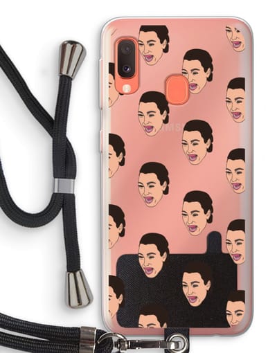 Case Company® - Hoesje met koord geschikt voor Samsung Galaxy A20e hoesje met Koord - Ugly Cry Call - Telefoonhoesje met Zwart Koord - Bescherming aan alle Kanten en Over de Schermrand