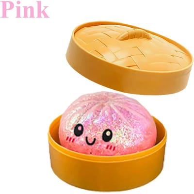 Simulatie Dumpling Knijpspeeltjes Squishy Kleurrijk Glitter Anti Stress Stressverlichtend Speelgoed roze